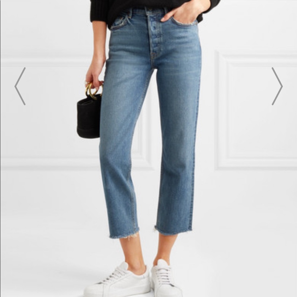 GRLFRND HELENA cropped mid rise straight leg jeans